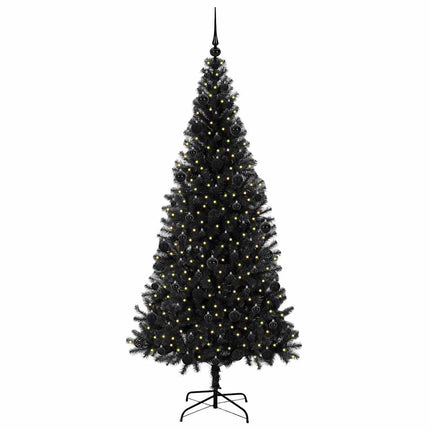 Julgran med 300 LED-lampor med stativ Svart 210 cm PVC