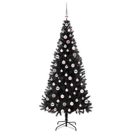 Julgran med 300 LED-lampor med stativ Svart 210 cm PVC
