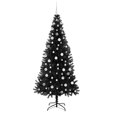Julgran med 300 LED-lampor med stativ Svart 210 cm PVC