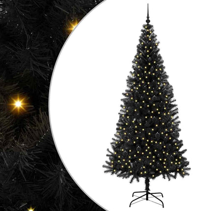 Julgran med 300 LED-lampor med stativ Svart 240 cm PVC