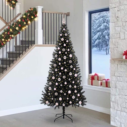 Julgran med 300 LED-lampor med stativ Svart 240 cm PVC