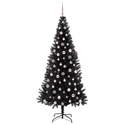 Julgran med 300 LED-lampor med stativ Svart 240 cm PVC