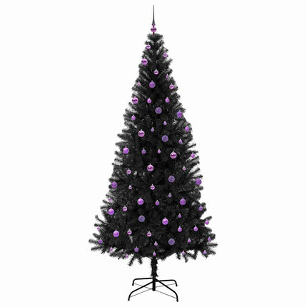 Julgran med 300 LED-lampor med stativ Svart 240 cm PVC