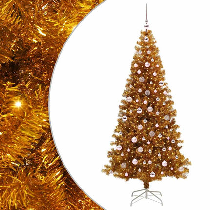 Julgran med LED-belysning Guld 240 cm PET och stål