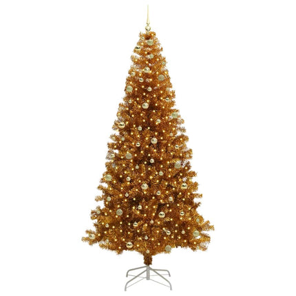 Julgran med LED-belysning Guld 240 cm PET och stål