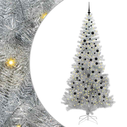 Julgran med 300 LED-lampor med stativ Silver 240 cm PET
