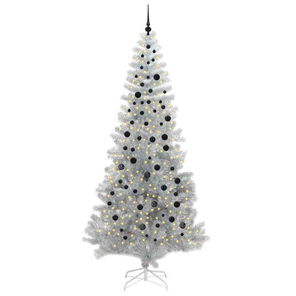 Julgran med 300 LED-lampor med stativ Silver 240 cm PET