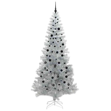 Julgran med 300 LED-lampor med stativ Silver 240 cm PET