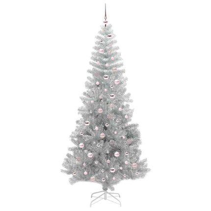 Julgran med 300 LED-lampor med stativ Silver 240 cm PET