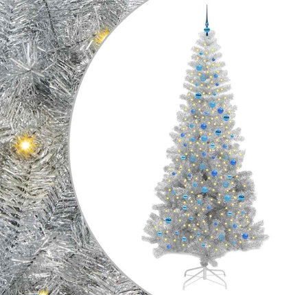 Julgran med 300 LED-lampor med stativ Silver 240 cm PET