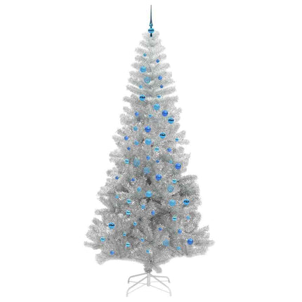 Julgran med 300 LED-lampor med stativ Silver 240 cm PET