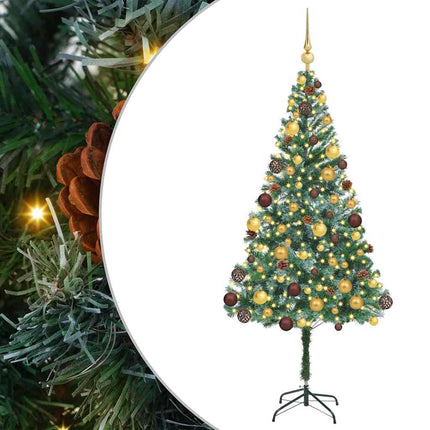 Konstgjord julgran med 300 LED-lampor Grön 180 cm PVC och Stål