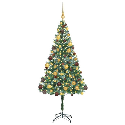Konstgjord julgran med 300 LED-lampor Grön 180 cm PVC och Stål