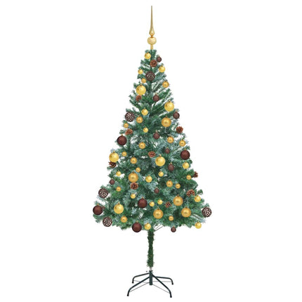 Konstgjord julgran med 300 LED-lampor Grön 180 cm PVC och Stål