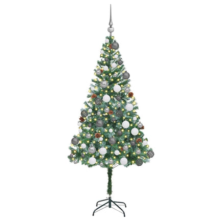Konstgjord julgran med 300 LED-lampor Grön 180 cm PVC och Stål