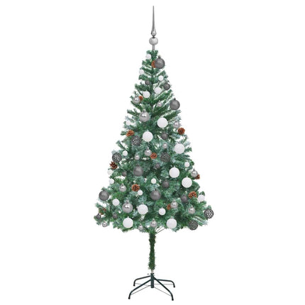 Konstgjord julgran med 300 LED-lampor Grön 180 cm PVC och Stål