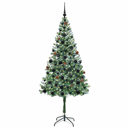 Konstgjord julgran med 300 LED-lampor Grön 180 cm PVC och Stål