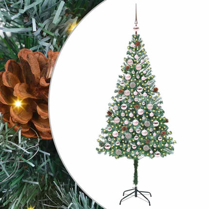 Konstgjord julgran med 300 LED-lampor Grön 180 cm PVC och Stål
