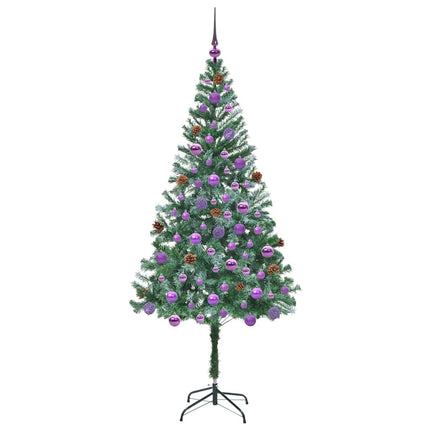Konstgjord julgran med 300 LED-lampor Grön 180 cm PVC och Stål