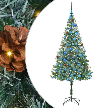 Konstgjord julgran med 300 LED-lampor Grön 180 cm PVC och Stål