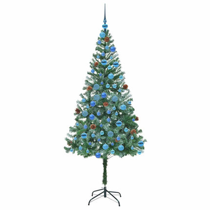 Konstgjord julgran med 300 LED-lampor Grön 180 cm PVC och Stål