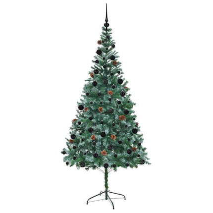 Konstgjord julgran med 300 LED-lampor Grön 210 cm PVC och Stål