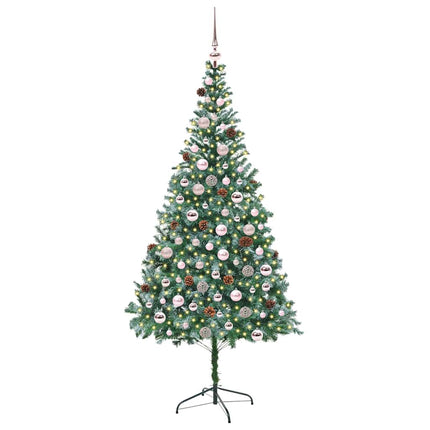 Konstgjord julgran med 300 LED-lampor Grön 210 cm PVC och Stål