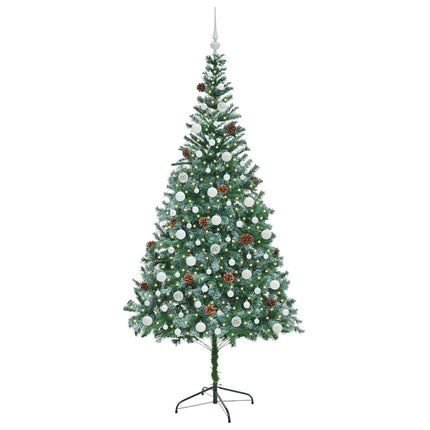 Konstgjord julgran med 300 LED-lampor Grön 210 cm PVC och Stål