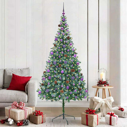 Konstgjord julgran med 300 LED-lampor Grön 210 cm PVC och Stål
