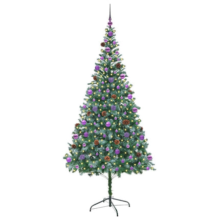 Konstgjord julgran med 300 LED-lampor Grön 210 cm PVC och Stål