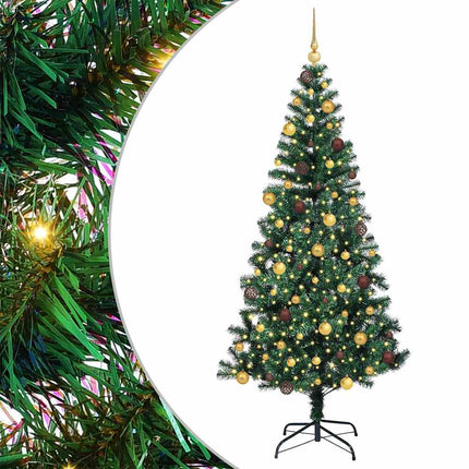 Konstgjord Förbelyst Julgran Grön 210 cm PVC och metall