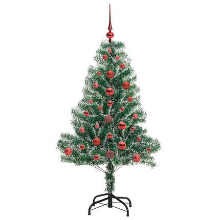 Konstgjord Julgran Snöflockad med LED Ljus Grön och Vit 120 cm