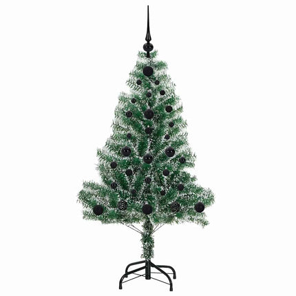 Konstgjord Julgran Snöflockad med LED Ljus Grön och Vit 120 cm