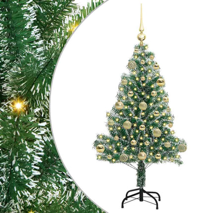 Konstgjord Julgran Snöflockad med LED Ljus Grön och Vit 120 cm