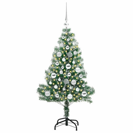 Konstgjord Julgran Snöflockad med LED Ljus Grön och Vit 120 cm
