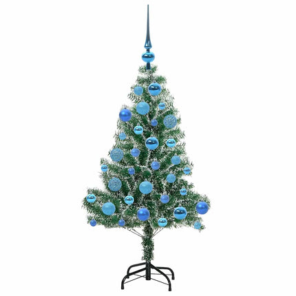 Konstgjord Julgran Snöflockad med LED Ljus Grön och Vit 120 cm