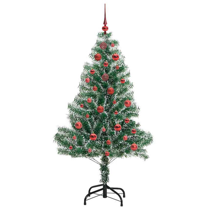 Konstgjord Julgran Snöflockad med LED Ljus Grön och Vit 150 cm