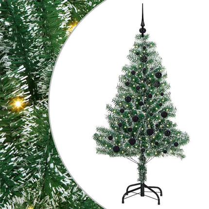 Konstgjord Julgran Snöflockad med LED Ljus Grön och Vit 150 cm