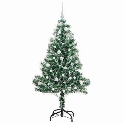 Konstgjord Julgran Snöflockad med LED Ljus Grön och Vit 150 cm