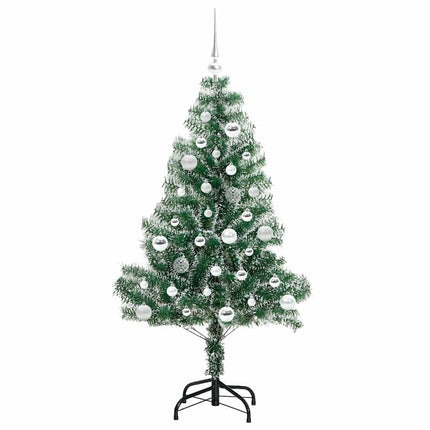 Konstgjord Julgran Snöflockad med LED Ljus Grön och Vit 150 cm
