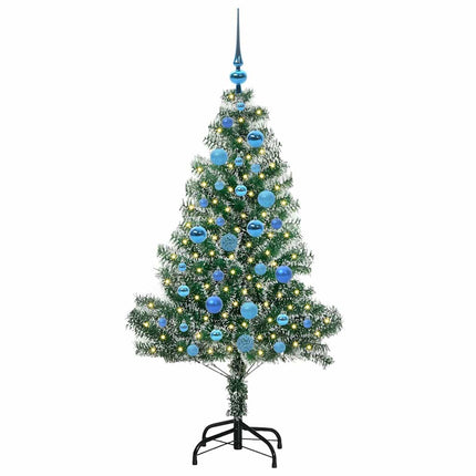 Konstgjord Julgran Snöflockad med LED Ljus Grön och Vit 150 cm
