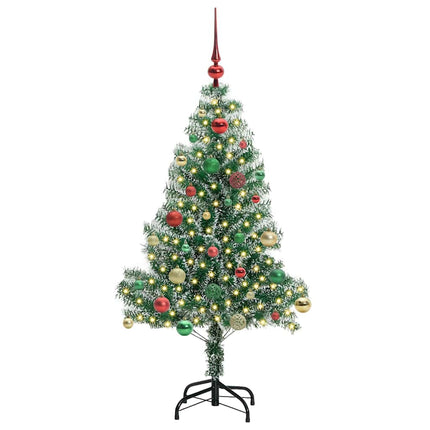 Konstgjord Julgran Snöflockad med LED Ljus Grön och Vit 150 cm