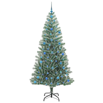 Konstgjord Julgran Snöflockad med LED Ljus Grön och Vit 210 cm