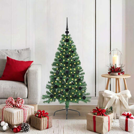 Konstgjord Förbelyst Julgran med 150 LED-lampor Grön 120 cm PVC