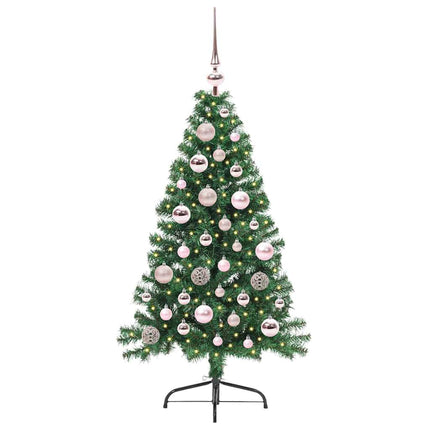 Konstgjord Förbelyst Julgran med 150 LED-lampor Grön 120 cm PVC