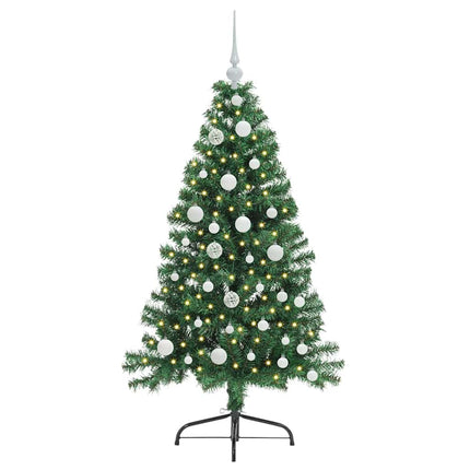 Konstgjord Förbelyst Julgran med 150 LED-lampor Grön 120 cm PVC
