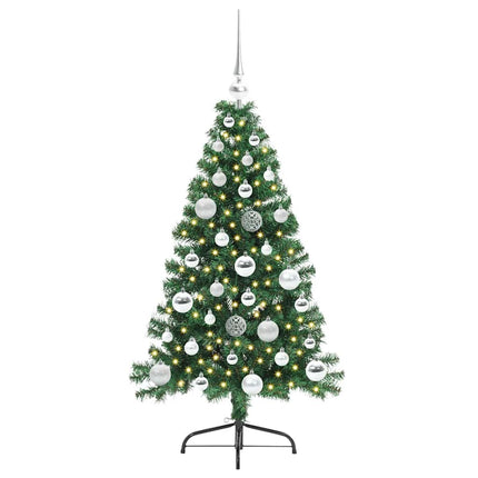 Konstgjord Förbelyst Julgran med 150 LED-lampor Grön 120 cm PVC
