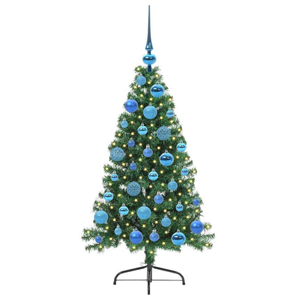 Konstgjord Förbelyst Julgran med 150 LED-lampor Grön 120 cm PVC