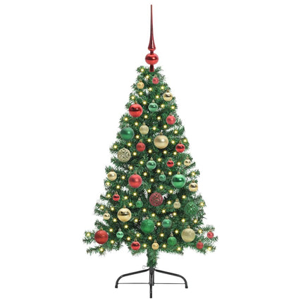 Konstgjord Förbelyst Julgran med 150 LED-lampor Grön 120 cm PVC