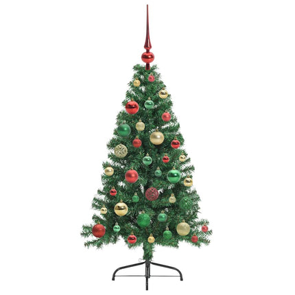 Konstgjord Förbelyst Julgran med 150 LED-lampor Grön 120 cm PVC